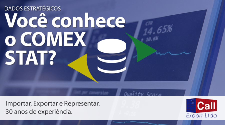 Call Export explica o uso do COMEX STAT. Imagem: Logotipo Comex Stat por Governo Federal do Brasil. Stephen Dawson no Unsplash.